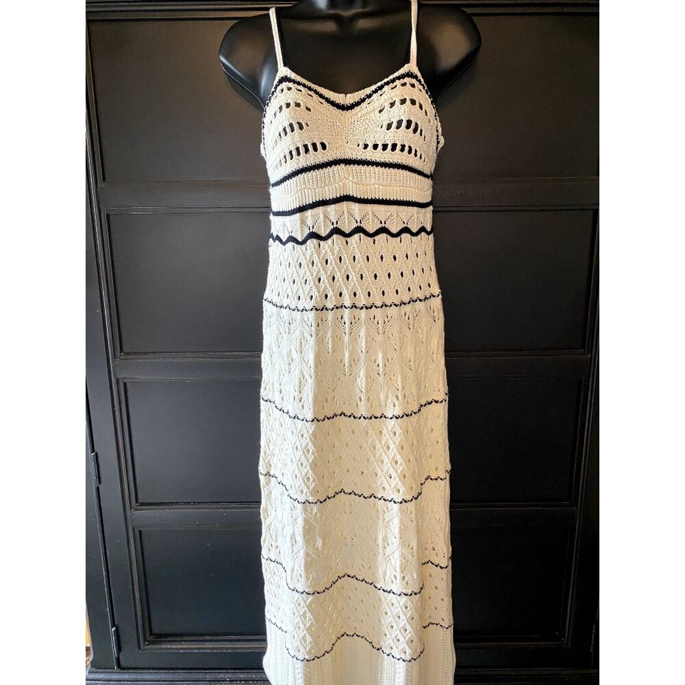 NWT Commense Crochet Eyelet See Through Midi Dress M